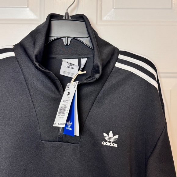 NWT Adidas Men's Funnelneck 3 Stripes Black Track Jacket Size Medium - Picture 2 of 7